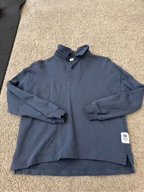 Mango Slate Blue Mock Neck Pullover